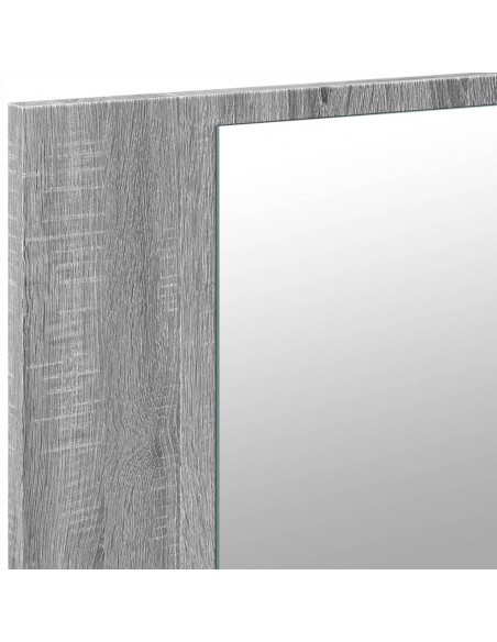 Armadietto a Specchio con LED Grigio Sonoma 90x12x45cm Acrilico