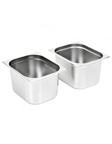 Contenitori Gastronorm 2 pz GN 1/2 200 mm in Acciaio Inox