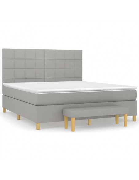 Giroletto a Molle con Materasso Grigio Chiaro160x200 cm Tessuto