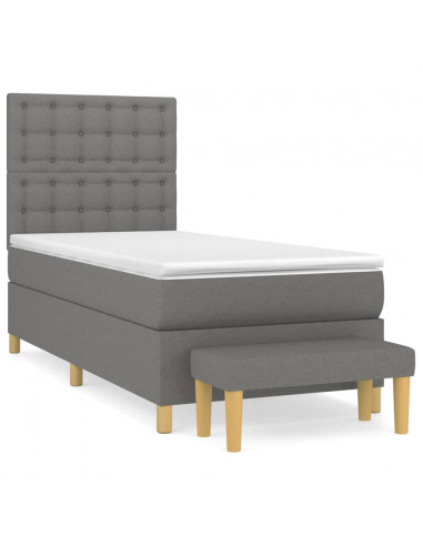 Giroletto a Molle con Materasso Grigio Scuro 80x200 cm Tessuto