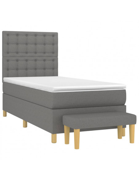 Giroletto a Molle con Materasso Grigio Scuro 80x200 cm Tessuto