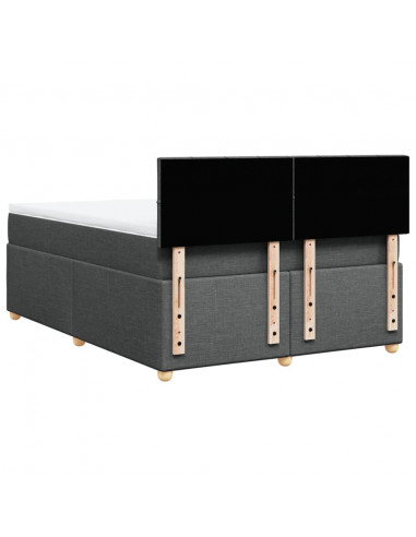 Giroletto a Molle con Materasso Grigio Scuro 140x190 cm Tessuto