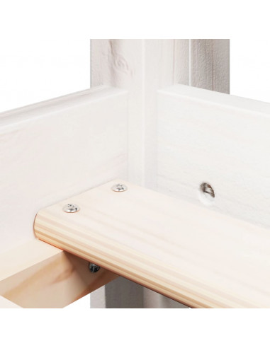 Letto Soppalco con Scala e Tetto Bianco 90x190 cm Massello Pino