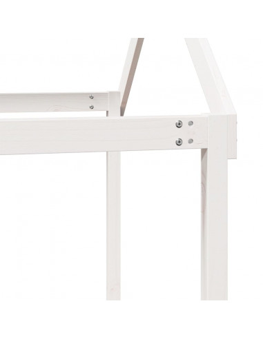 Letto Soppalco con Scala e Tetto Bianco 90x190 cm Massello Pino