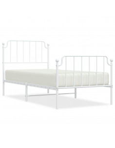 Giroletto con Testiera e Pediera Metallo Bianco 90x190 cm 2