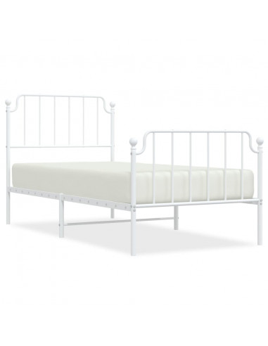 Giroletto con Testiera e Pediera Metallo Bianco 90x190 cm