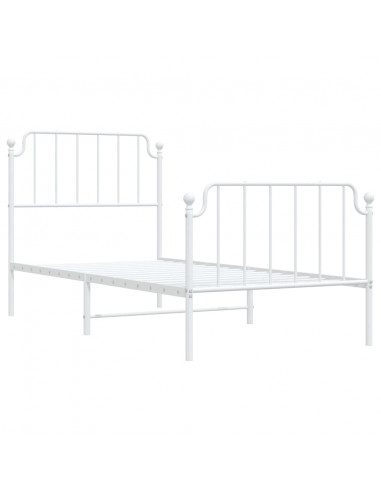 Giroletto con Testiera e Pediera Metallo Bianco 90x190 cm