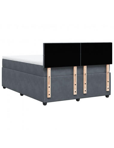 Giroletto a Molle con Materasso Grigio Scuro 140x200 cm Velluto