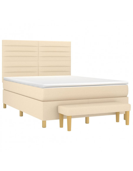 Giroletto a Molle con Materasso Crema 140x19 cm in Tessuto