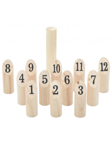 Set Gioco Kubb Numerici 13pz con Custodia Legno Massello Pino