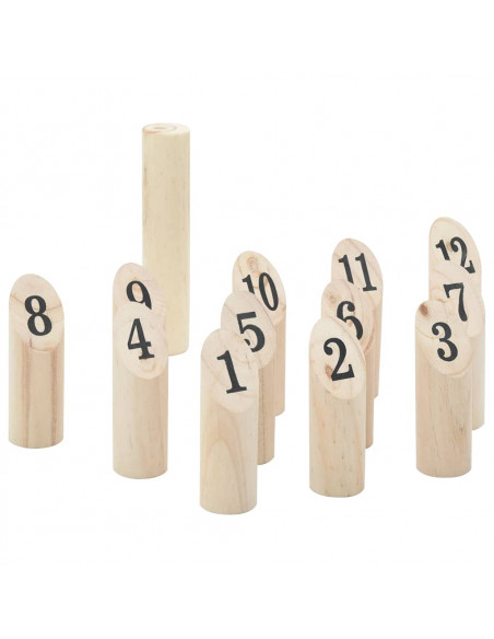 Set Gioco Kubb Numerici 13pz con Custodia Legno Massello Pino