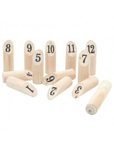 Set Gioco Kubb Numerici 13pz con Custodia Legno Massello Pino