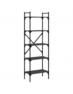 Libreria Nera 5 Ripiani 56x31,5x174 cm Legno Multistrato 2