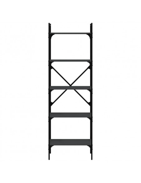Libreria Nera 5 Ripiani 56x31,5x174 cm Legno Multistrato