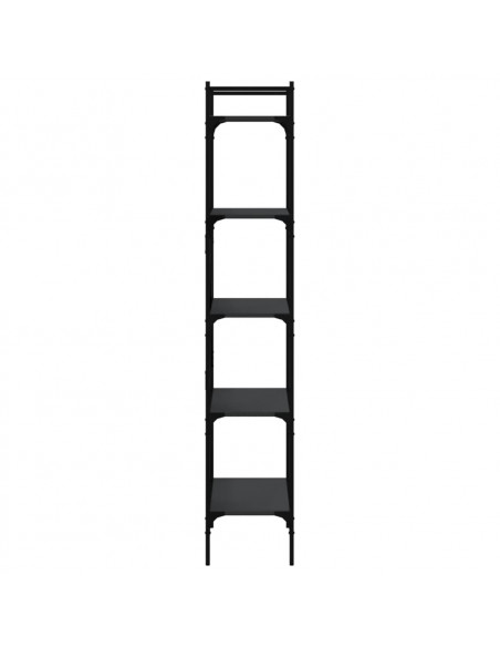 Libreria Nera 5 Ripiani 56x31,5x174 cm Legno Multistrato