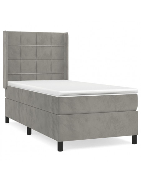 Giroletto a Molle con Materasso Grigio Chiaro 100x200cm Velluto