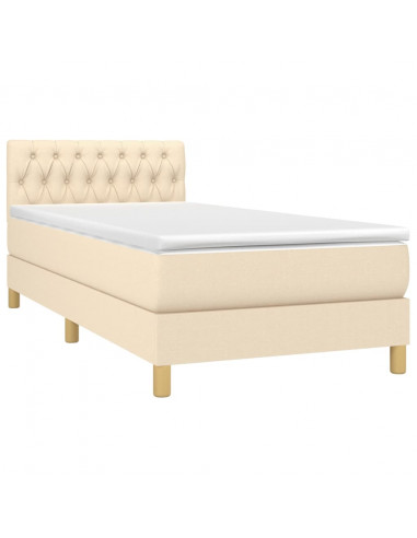 Letto a Molle con Materasso e LED Crema 90x200 cm in Tessuto