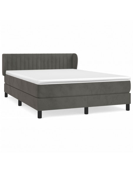 Giroletto a Molle con Materasso Grigio Scuro 140x200 cm Velluto