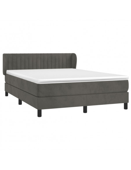 Giroletto a Molle con Materasso Grigio Scuro 140x200 cm Velluto