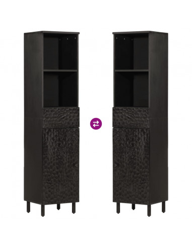 Mobile da Bagno Nero 38x33x160 cm in Legno Massello di Mango