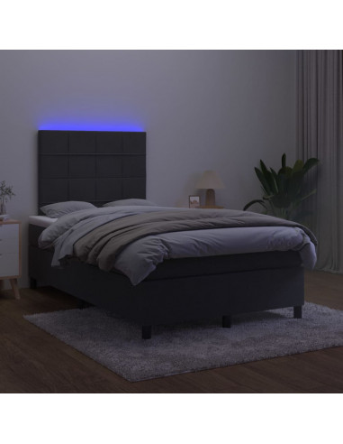 Letto a Molle con Materasso e LED Nero 120x200 cm in Velluto