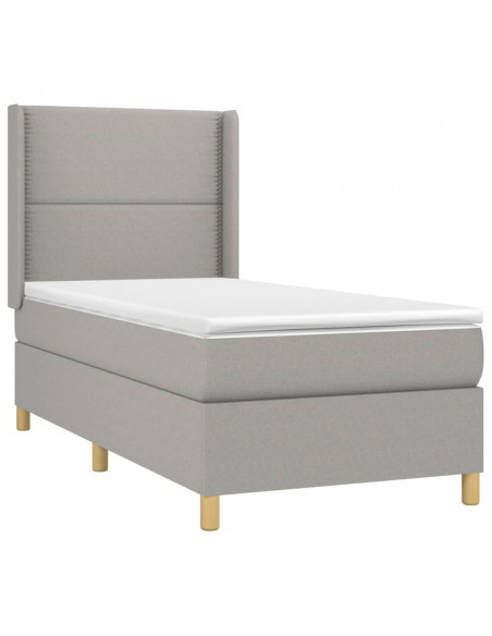 Letto a Molle Materasso e LED Grigio Chiaro 90x200 cm Tessuto