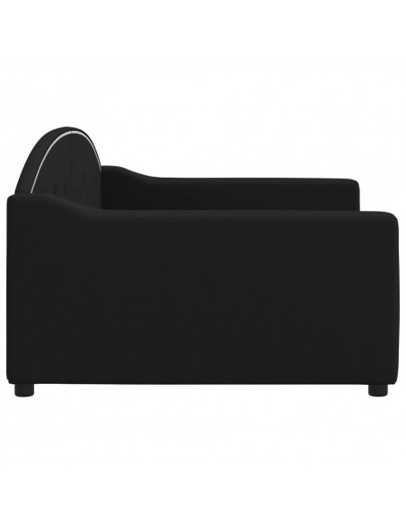 Letto da Giorno Nero 100x200 cm in Tessuto