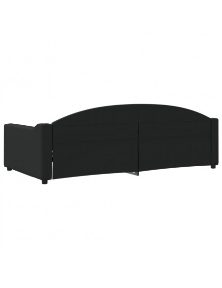 Letto da Giorno Nero 100x200 cm in Tessuto
