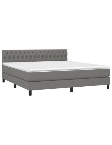 Giroletto a Molle con Materasso Grigio Scuro 180x200 cm Tessuto