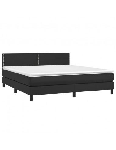 Giroletto a Molle con Materasso Nero 160x200 cm in Similpelle