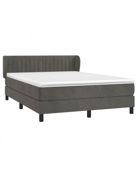 Giroletto a Molle con Materasso Grigio Scuro 140x190 cm Velluto