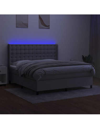 Letto a Molle Materasso e LED Grigio Chiaro 160x200 cm Tessuto