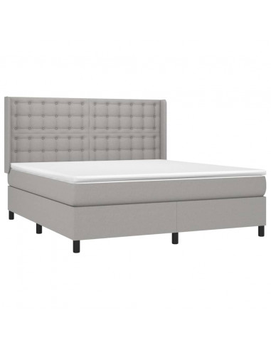 Letto a Molle Materasso e LED Grigio Chiaro 160x200 cm Tessuto