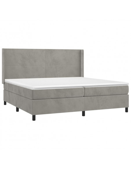 Letto a Molle Materasso e LED Grigio Chiaro 200x200 cm Velluto
