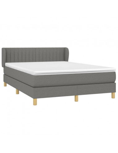 Giroletto a Molle con Materasso Grigio Scuro 140x200cm Tessuto