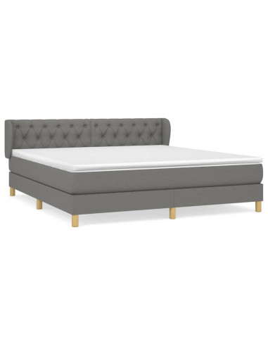 Giroletto a Molle con Materasso Grigio Scuro 160x200 cm Tessuto