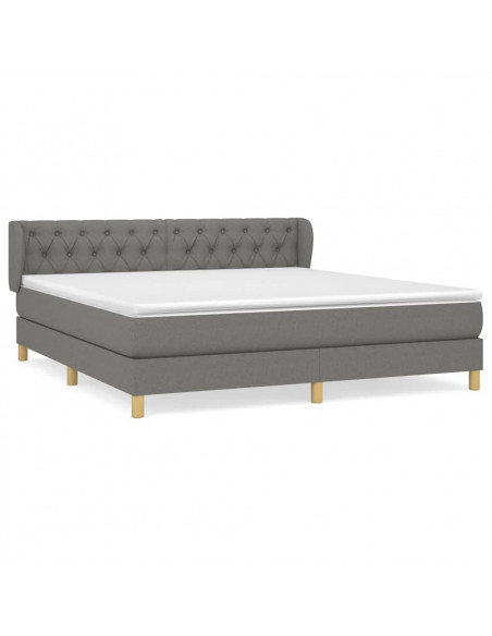 Giroletto a Molle con Materasso Grigio Scuro 160x200 cm Tessuto