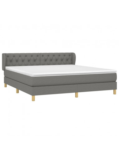 Giroletto a Molle con Materasso Grigio Scuro 160x200 cm Tessuto