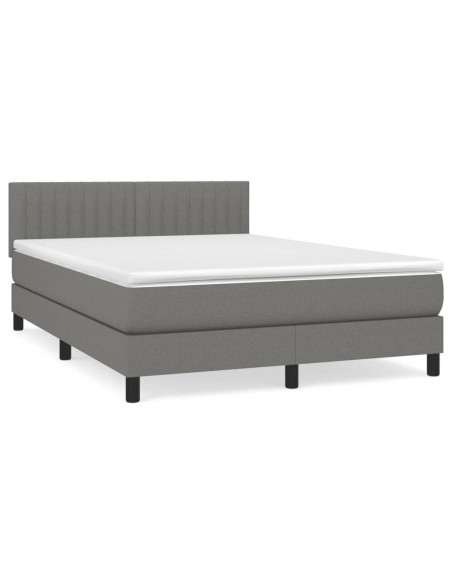 Giroletto a Molle con Materasso Grigio Scuro 140x200cm Tessuto