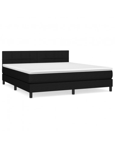 Giroletto a Molle con Materasso Nero 160x200 cm in Tessuto