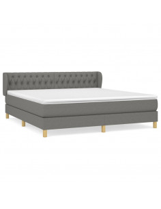 Giroletto a Molle con Materasso Grigio Scuro 180x200 cm Tessuto 2