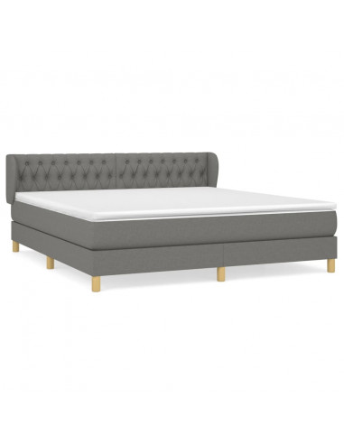 Giroletto a Molle con Materasso Grigio Scuro 180x200 cm Tessuto