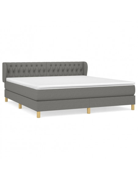 Giroletto a Molle con Materasso Grigio Scuro 180x200 cm Tessuto