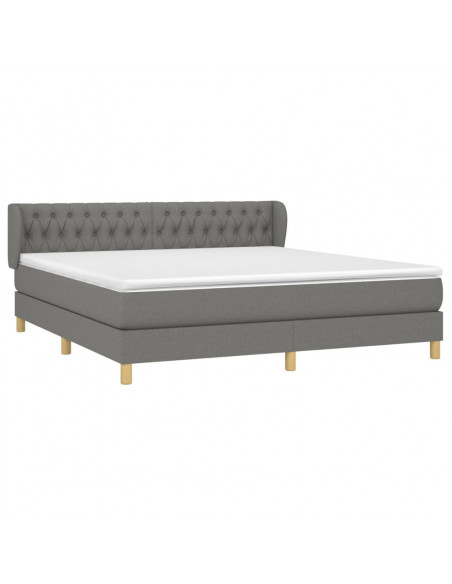 Giroletto a Molle con Materasso Grigio Scuro 180x200 cm Tessuto