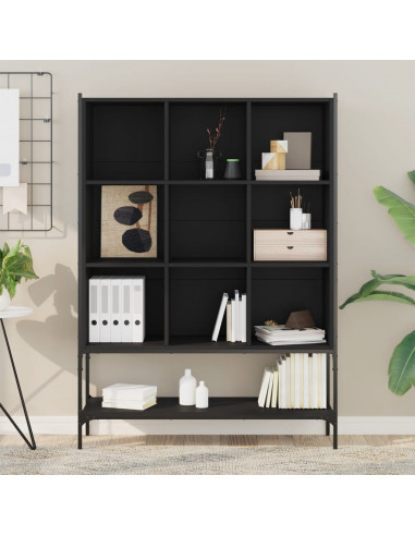 Libreria Nera 102x30x141,5 cm in Legno Multistrato