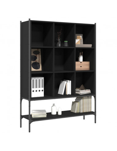 Libreria Nera 102x30x141,5 cm in Legno Multistrato