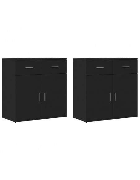 Credenze 2 pz Nere 79x38x80 cm in Legno Multistrato
