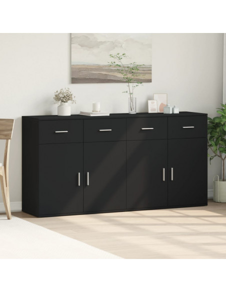 Credenze 2 pz Nere 79x38x80 cm in Legno Multistrato