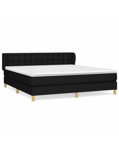 Giroletto a Molle con Materasso Nero 160x200 cm in Tessuto