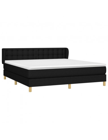 Giroletto a Molle con Materasso Nero 160x200 cm in Tessuto